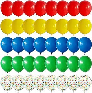 Rainbow Balloons, 60 Pcs Multi Colorful Balloons Set with Primary Color Confetti Balloons, Bright Multicolor Circus Balloons Assorted Colors for Fiesta Theme Party Kids Boys Birthday Decorations Circus Balloons, Boy Birthday Decorations, Fiesta Theme Party, Colorful Balloons, Balloon Chain, Fiesta Theme, Party Pops, Balloon Kit, Rainbow Balloons