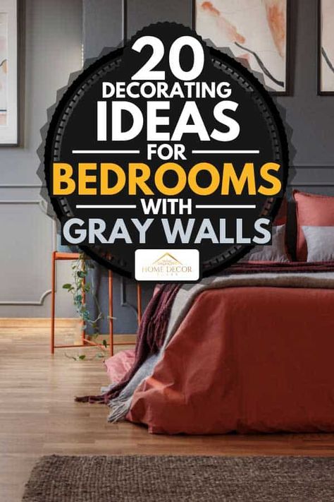 20 Decorating Ideas For Bedrooms With Gray Walls - Home Decor Bliss Bedroom Decor With Gray Walls, Bedroom With Gray Walls Ideas, Bedding For Dark Gray Walls, Gray And White Bedroom With Accent Color, Gray Bedroom Wall Decor, Gray Walls Black Furniture Bedroom, Grey Walls Black Furniture Bedroom, Dark Gray Bedroom Walls Master Suite, Best Gray For Bedroom Walls