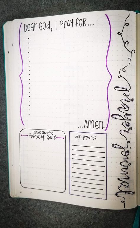 Prayer bullet journal by fritschekj Daily Devotional Journal Ideas Design, Bullet Journal Prayer Page, Note Book Design Idea, Bullet Journal Christian, Prayer Bullet Journal, Devotional Journal Ideas Design, Prayer Journal Ideas Notebooks, Bible Bullet Journal Ideas, Christian Bullet Journal Ideas