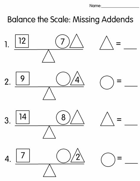 balance the scale missing adden.pdf - Google Drive Balanced Math, Missing Addends, Missing Addend, Balancing Equations, Balance Scale, Geometry Worksheets, Addition And Subtraction Worksheets, First Grade Worksheets, 2nd Grade Math Worksheets