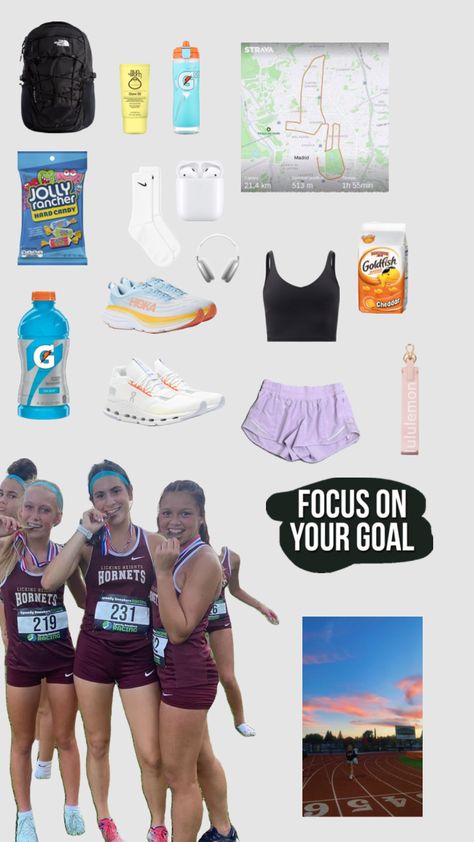 Cross Country Essentials, Track And Cross Country, What To Pack For A Cross Country Meet, Cross Country Practice Outfits, Cross Country Practice Ideas, Running Essentials Aesthetic, Cross Country Outfits Running, Runner Essentials, Cross Country Meet Packing List