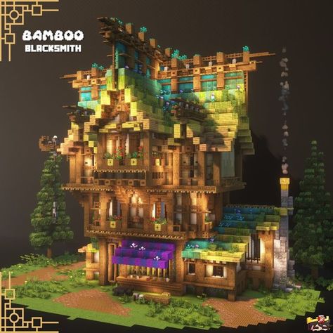 MassiveSpeck | mcbuilder 🌆 on Instagram: "Bamboo Blacksmith ========================= Changing the vibez. What do you think? Built this with the coolest person here @kamudiab   𝙁𝙤𝙧 𝙢𝙤𝙧𝙚 𝙖𝙬𝙚𝙨𝙤𝙢𝙚 𝙗𝙪𝙞𝙡𝙙𝙨: 🤝🏼 ∝ Follow me @massivespeck 📨 ∝ Send it to someone 💾 ∝ Save and check for later use! ✉️ ∝ Join my discord!  ==========================  𝙈𝙞𝙣𝙚𝙘𝙧𝙖𝙛𝙩 𝙄𝙣𝙛𝙤𝙧𝙢𝙖𝙩𝙞𝙤𝙣: 🖥️ ∝ Version: Java Minecraft 1.19.4 🖼️ ∝ Resource Pack: Vanilla Tweaks, Elytra+, Pumpkins+ 🌆 ∝ Shaders: Complementary v4  ==========================  📌TAGS: #minecraftbuildings #minecraftbuild #minecraftideas #minecraftpe #minecraft #minecraftbedrock #minecraftdesign #minecraftarchitecture #minecraftbuilds #minecraftjava #minecrafters" Java Minecraft, Minecraft Papercraft, Minecraft Bed, Bamboo Building, Minecraft Castle, Minecraft Inspo, Amazing Minecraft, Minecraft House Designs, Minecraft Pe