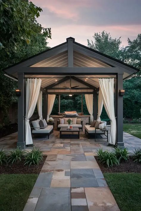 Stone Gazebo Ideas Backyard, 12x16 Gazebo Ideas, Backyard With Gazebo Ideas, Decorating Gazebo Ideas Backyard, Pagola Ideas Design, Covered Gazebo Ideas Backyard, Backyard Pagoda, Backyard Gazebo Decorating Ideas, Outdoor Gazebo Ideas Backyards