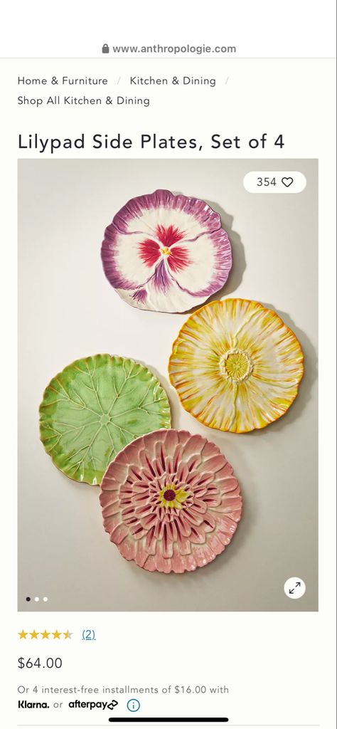 Kitchen Plate Art, Ceramic Cute Plates, Earthy Apartment, Tropical Dishes, Flower Ceramics, Whimsical Plates, Fun Plates, Anthropologie Home, Floral Plates