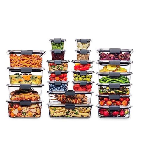 Rubbermaid Brilliance BPA Free 44-Piece Food Storage Containers Set, Airtight, Leak-Proof, with Lids for Meal Prep, Lunch, and Leftovers Rubbermaid Brilliance, Airtight Storage, Plastic Food Containers, Food Storage Container Set, Clear Container, Airtight Food Storage, Airtight Food Storage Containers, Container Set, Food Container