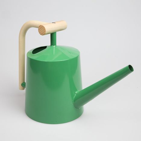 Rhode Island School of Design graduate George Coffin has designed a collection of products that add twists to familiar objects, including this watering can with a bent wood handle. Product Design Trends, Watering Can Photography, Watering Can Design, Watering Can Ceramics, Scandi Watering Can, Watering Can Gold, Garden Objects, Island School, Let's Pretend