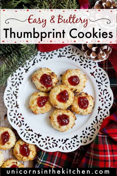 Coconut Thumbprint Cookies Recipe, Raspberry Coconut Thumbprint Cookies, Coconut Raspberry Cookies, Birdsnest Cookies, Coconut Thumbprint Cookies, Best Thumbprint Cookies, Canadian Recipes, Raspberry Thumbprint Cookies, Coconut Cookies Recipes