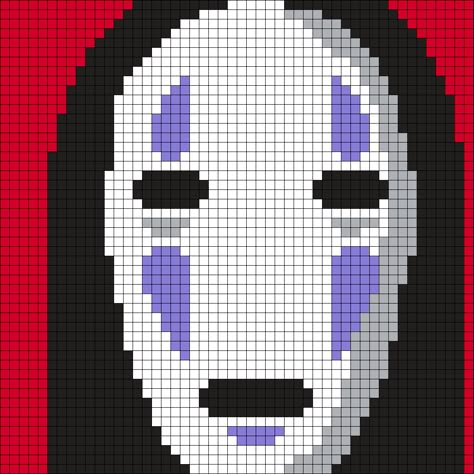 No Face Perler Bead Pattern / Bead Sprite No Face Pixel Art, Ghibli Grid Pattern, No Face Alpha Pattern, Anime Pixel Art Grid, Crochet Graph Patterns Studio Ghibli, Crochet Pixel Pattern Studio Ghibli, No Face Cross Stitch, Crochet Alpha Pattern Studio Ghibli, Modele Pixel Art