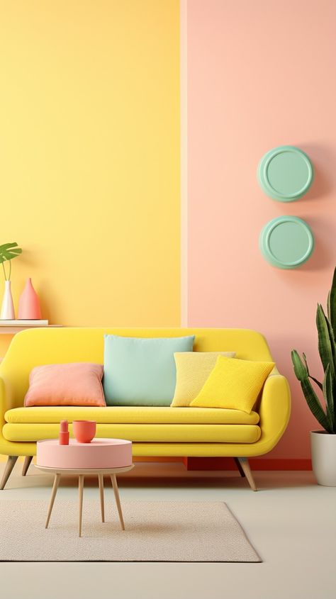 Lemon Yellow, Mint Color, Millenial Pink, Navajo White Comfort Sofa, Room Color Combination, Beds For Small Rooms, Millenial Pink, Wall Color Combination, Navajo White, Minimal Interior, Minimal Interior Design, Bedroom Interior Design Luxury