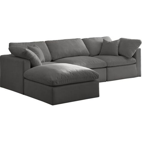 Latitude Run® Atis 140" Velvet Symmetrical Modular Large Sectional with Ottoman | Wayfair Grey Cloud Couch Living Room, Grey Cloud Couch, Cloud Couch Living Room, Cloud Couch, Large Sectional, Couch Living Room, Velvet Sectional, Sectional With Ottoman, Modular Sectional Sofa