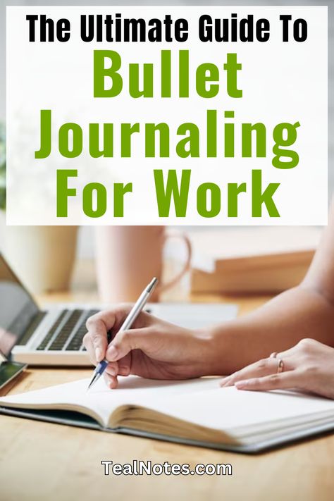 Are you struggling to stay organized at work? Teal Notes has you covered with 'The Ultimate Guide to Bullet Journaling for Work.' Explore helpful, essential, and effective bullet journal ideas perfect for beginners and busy professionals. Learn how to boost focus, manage tasks, and guarantee productivity. Get your exclusive bullet journal template here and transform your workday! Don't miss out—act now! #BulletJournal #TealNotes #ProductivityHacks Professional Journal Ideas, Work Journal Layout, Bullet Journal Ideas For Work, Work Journal Ideas, Work Bullet Journal, Bullet Journal For Work, Work Notebook Organization, Bullet Journal Front Page, Stay Organized At Work