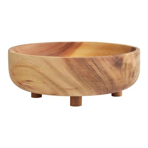 Acacia Wood Footed Serving Bowl | World Market Textured Bowls, Wood Serving Bowl, Cost Plus World Market, Backyard Barbecue, Glassware Set, Affordable Home Decor, Al Fresco Dining, Wood Bowls, World Market