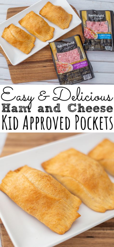 Looking for an easy family meal or snack the kids will love? Create these easy Ham and Cheese Pockets with Smithfield® Anytime Favorites® Diced Ham. It’s the perfect cheesy and ham meal that will become a family favorite. Perfect pocket for breakfast, lunch, dinner, or snack time! - simplytodaylife.com #ad #LetsGetReal #IC #HamPockets #CheesePockets #Breakfast #EasyFamilyDinner Diced Ham Sandwiches, Dinners With Diced Ham, Diced Ham Breakfast Recipes, Meals With Diced Ham, Ham Chunks Recipes, Recipes Using Diced Ham, Cubed Ham Recipes Dinners, Diced Ham Recipes Dinner, Meals With Ham