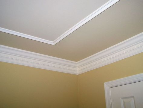 Faux Tray Ceiling With Molding Ceiling Trim Ideas, Ceiling Texture Types, Bedroom Art Painting, Pop Design For Roof, Ceiling Trim, Sound Panel, Ceiling Texture, Wallpaper Ceiling, Ceiling Treatments