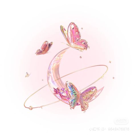 Moon Icon, Highlight Cover, Butterflies, Pink