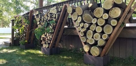 Repurposed cinder blocks and 2x4 Cinder Block Firewood Rack, Cinder Block Firewood Holder, Pallet Firewood Storage Backyard, Cinder Block Wood Holder, Wood Holder Diy Firewood Storage Outdoor, Pallet Wood Shed Diy Firewood Storage, Mud Brick, Firewood Storage Outdoor, Storage Outdoor