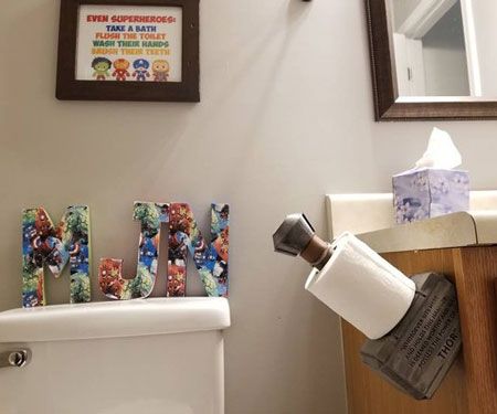 Marvel Bathroom, Themed Bathroom Decor, Bathroom Paper Towel Holder, Marvel Decor, Geek Home Decor, Thor's Hammer Mjolnir, Themed Bathroom, Toilet Paper Holders, Geek Decor