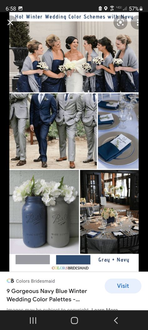 Navy Blue Wedding Color Schemes, Grey Winter Wedding, Ivory Wedding Theme, Wedding Color Schemes Winter, Grey Wedding Theme, Wedding Color Schemes Blue, Winter Wedding Colors, Gray Wedding, November Wedding