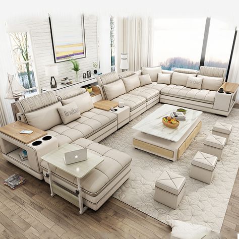 Luxury Sofa Design, Leather Sofa Living Room, Large Sectional, Sectional Couches, Corner Sofa Design, Sala Grande, Modern Sofa Living Room, Sofa Bed Design, Living Room Sofa Set