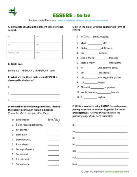 ITALIAN: Workbooks Beginner's Workbook, Part One Italian Worksheets For Beginners, Beginner Italian Worksheets, Italian Grammar Worksheets, Italian Vocabulary Worksheets, Italian Language Learning Worksheets, Italian Worksheets Printables, Italian Lessons For Beginners, Italian Exercises, Learning Italian Beginners