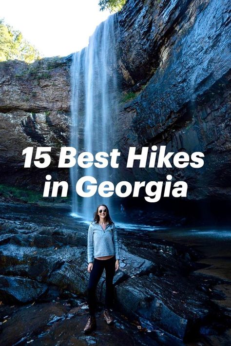 Interested in hiking in the state of Georgia? Here is a list of the 15 BEST hikes in Georgia that you absolutely cannot miss. High Falls State Park Georgia, Georgia Hiking, Hiawassee Georgia, Hikes In Georgia, North Georgia Hiking, Georgia Hikes, Traveling Georgia Country, Georgia Hiking Trails, Ellijay Georgia