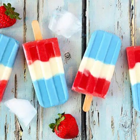 Blue Popsicles, Fruit Ice Pops, Blue Popsicle, Blue Food Coloring, Fruit Ice, Vanilla Greek Yogurt, Blue Food, Vanilla Coconut, Popsicle Recipes