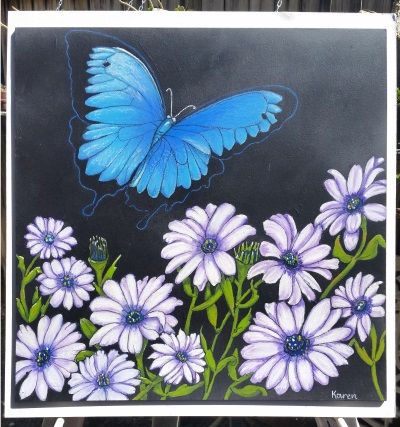 Chalkart Blackboard creation that I did for a friend.  A friends daughter passed away, she loved Blue Butterflies and African Daisies were her favourite flower.  This is "Tabitha" a Soul drawing. Contact me via Email: lilykchalkart@gmail.com or check out my Facebook Page: https://www.facebook.com/Lily-K-Chalk-Art-1538969433019957 Soul Drawing, African Daisies, Chalkboard Wall Art, Blue Butterflies, Chalkboard Wall, Children Room, Chalkboard Art, Chalk Art, Love Blue