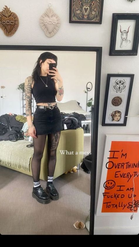 Grunge Picnic Outfit, Deftones Outfit Ideas, Fur Lined Doc Martens Outfit, Knocked Loose Concert Outfit, Molchat Doma Outfit, Dressy Alternative Outfits, Goth Boho Aesthetic, Alternative Style Aesthetic, Hardcore Concert Outfit