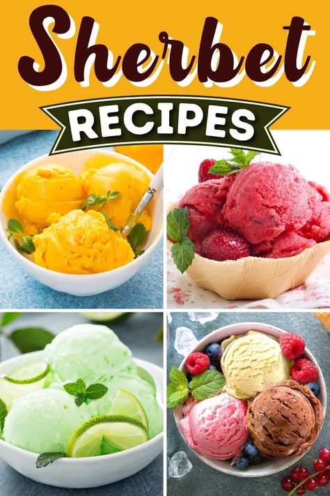 Make these sherbet recipes at home instead of going out for ice cream! From orange to strawberry to lime, you can make all the classic flavors in your own kitchen. Orange Sherbet Recipe Ice Cream Maker, Dairy Free Sherbet Recipes, Strawberry Sherbet Recipes, Diy Sherbet Recipes, How To Make Sherbet Recipes, Orange Crush Sherbet Recipe, Ice Cream Toppings Bar Sundae Party, Homemade Sherbet Recipes Ice Cream Maker, Homemade Sherbert Recipe