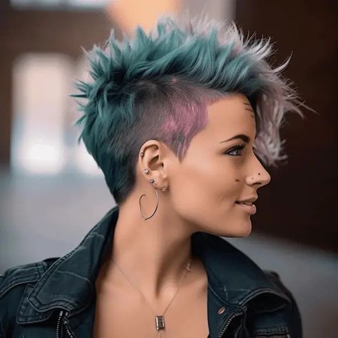 Pixie Wolf Cut Hair, Wolf Pixie Cut, Wolf Cut Short Tutorial, Short Wolf Haircuts, Pixie Wolf Cut, Haircut Ideas For Short Hair, Artsy Hair, Badass Haircut, Short Wolf Cut