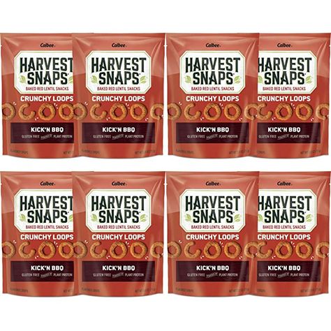 Amazon.com: Harvest Snaps (Kick'N BBQ Crunchy Loops, 8 Snack Packs) Single Serve Snacks, Harvest Snaps, Vegetable Crisps, Veggie Chips, Baked Vegetables, Snack Foods, Sour Cream And Onion, Snack Packs, Red Lentil