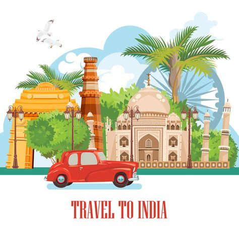 I Love India, Indian Background, India Illustration, Illustration Indian, Colorful Template, Travel To India, Travel Journal Cover, Indian Travel, Memory Games For Kids