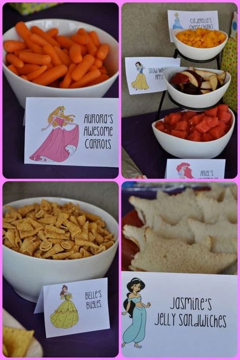 Disney Princess Birthday Party - Party Ideas for Real People Disney Princess Food Ideas, Princess Dessert Table, Disney Princess Party Food, Princess Birthday Party Food, Princess Party Food, Disney Princess Party Supplies, Disney Princess Birthday Cakes, Princess Birthday Party Decorations, Disney Princess Birthday Party