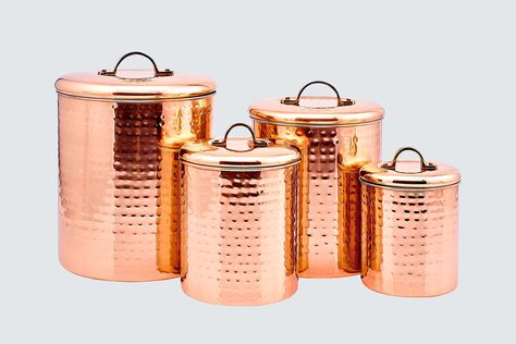 Copper Canister Set International Decor, Copper Canisters, Stainless Steel Food Storage, Kitchen Canister Set, Kitchen Necessities, Countertop Storage, Old Dutch, Set Bed, Bronze Patina