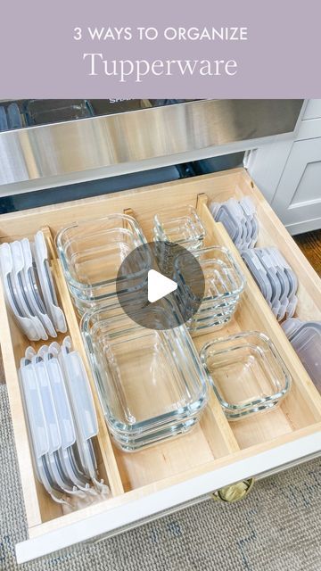 Horderly on Instagram: "Which way is your favorite? ✨ Comment “link” and we’ll DM you a link to the drawer dividers + bins. 🤍 

#TupperwareOrganization #Tupperware #FoodStorage #FoodStorageOrganization #Organizing #OrganizedHome" Tupper Wear Organization, How To Store Tupperware And Lids, Kitchen Spoons Storage Ideas, Tupperware Storage Organization, Glass Tupperware Storage, Organize Tupperware Drawer, Tupperware Organizing Drawer, Organizing The Kitchen, Tupperwear Organization