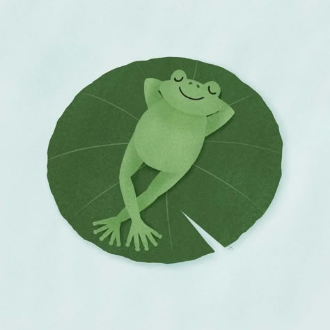 A frog relaxing on a lily pad for today's #doodleadayapril prompt, lily pad! . . . . #doodleaday #digitalillustration #lilypad #frog #cutefrog #frogillustation #illustration #illustratorsofig #adobefresco #madewithadobefresco #dottieandcaro Frog On Lily Pad Illustration, Lilypad Drawing, Lilypad Art, Frogs Illustration, Cute Frog Illustration, Relaxing Illustration, Frog On Lilypad, Frog On Lily Pad, Frog Illustration