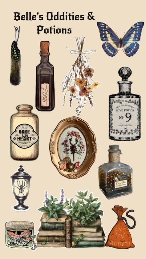 Oddities and potions Spooky Apothecary, Apothecary, Essence, Collage