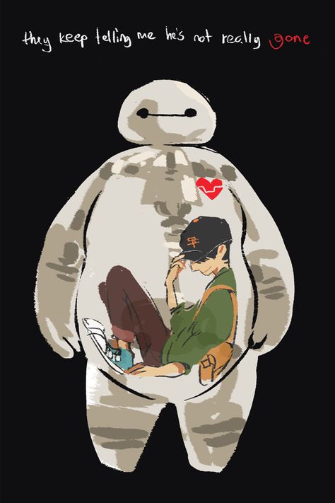 BH6: Gone by ah-bao. This makes me sad for some reason. Tadashi Hamada and Baymax from big Hero 6 Tadashi Hamada, Hiro Big Hero 6, رعب نفسي, Pinturas Disney, Baymax, Hero 6, Big Hero 6, Arte Fantasy, Big Hero