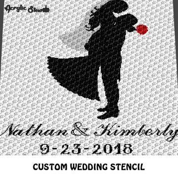 Custom Personalized Wedding Stencil With Fancy Names and Save the Date crochet graphgan blanket pattern; c2c, cross stitch graph; pdf C2c Wedding Graphgan, Crochet Wedding Blanket, Fancy Names, Wedding Crochet Patterns, Cross Stitch Graph, Wedding Stencils, Crochet Graphgan, Color Graphing, Crochet Toddler