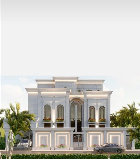 Classic Fence Wall Design, New Classic Exterior, Neoclassic Architecture, Pagar Modern, Classic Elevation, Classic Fence, Iron Main Gate Design, Villa Exterior Design, Fence Wall Design