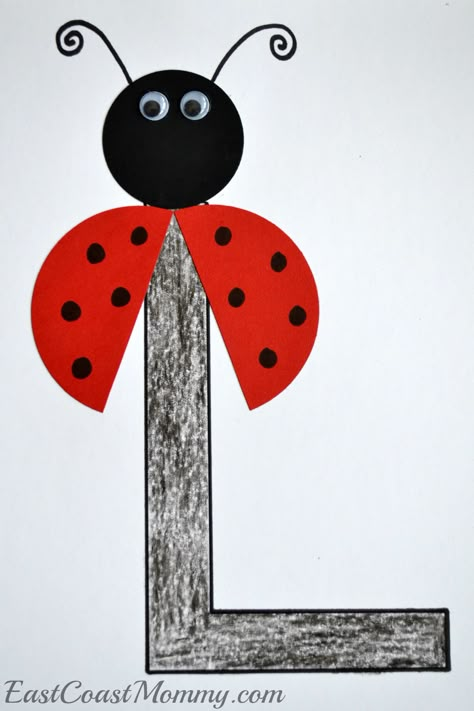 Fun Letter L crafts for Preschoolers... including this adorable "L is for Ladybug". L Crafts For Toddlers, L Crafts For Preschoolers, Letter L Crafts For Preschoolers, L Is For Ladybug, Letter L Crafts, Ladybug Craft, Preschool Letter Crafts, Alphabet Crafts Preschool, Abc Crafts