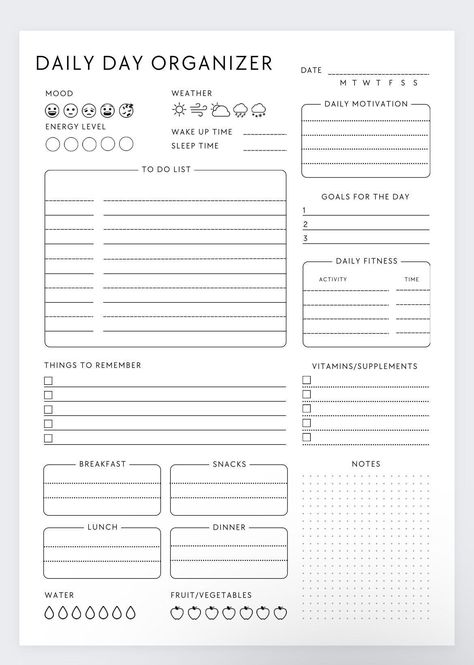 Daily Day Organizer,daily Schedule,daily Orga Daily Routine Template, Planners 2024, Business Planner Organization, Daily Planner Ideas, Day Organizer, Day Designer Planner, Cute Daily Planner, Simple Daily Planner, Daily Organizer