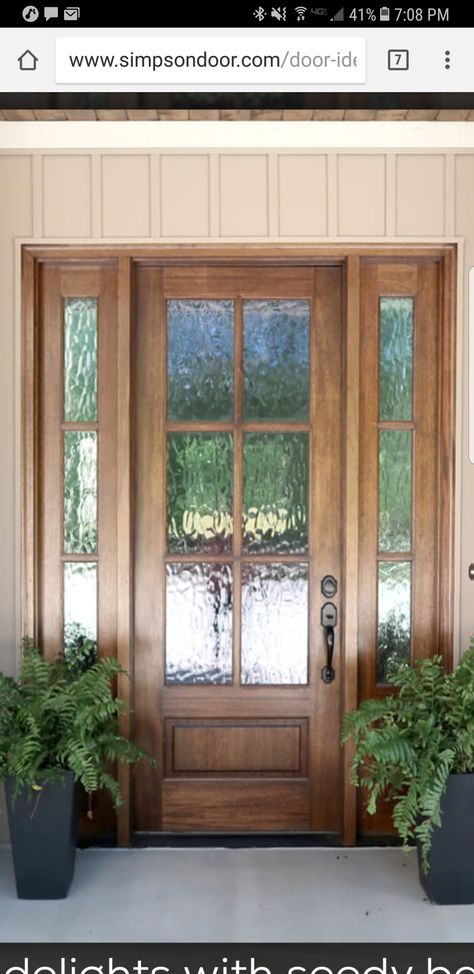 Double Door Entryway With Side Windows, Single Entry Door With Side Lights, Window By Front Door, Rustic Entry Door, Wood Look Front Door With Sidelights, Front Door Package, Style Front Door Entrance, Single Wood Front Door With Windows, Big Wooden Doors Front Entry