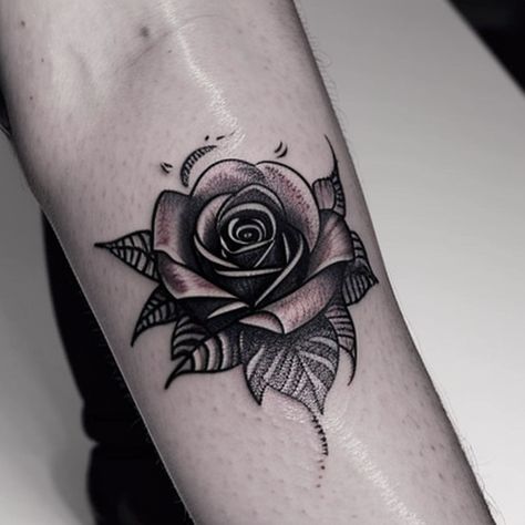 Black And White Rose Tattoo - Creative Tattoo Ideas Black White Rose Tattoo, Small Black And White Rose Tattoo, Black Shaded Rose Tattoo, Black Grey Rose Tattoo, White Rose Tattoo, Black And White Rose Tattoo, Black And Grey Rose Tattoo, White Rose Tattoos, Creative Tattoo Ideas