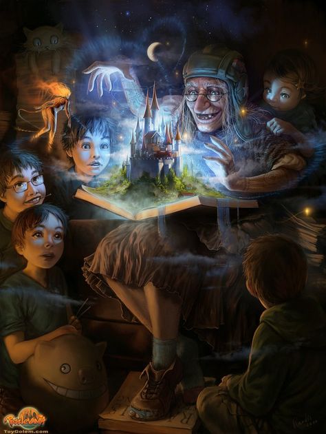 Fantasy Faction, Children Reading, Story Teller, Psy Art, Book Wallpaper, Believe In Magic, 2d Art, Fantasy Illustration, Sci Fi Fantasy