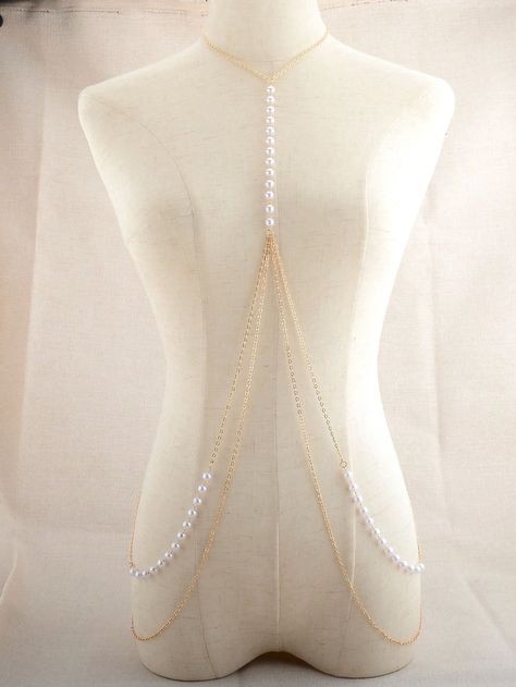 1pc Women Faux Pearl Decor Fashion Body Chain For Body DecorationI discovered amazing products on SHEIN.com, come check them out! Body Decoration, Pearl Decor, Body Chains, Gold Collar, Body Chain Jewelry, Decor Fashion, Chain Jewelry, Amazing Products, Faux Pearl