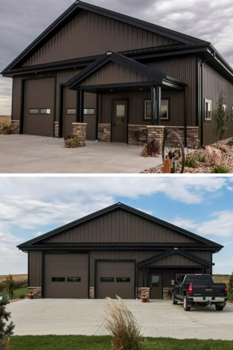 50+ Metal Pole Barns You Are Going To Love – House Topics Metal Pole Barns, Pole Barn Designs, Barn With Living Quarters, Metal Shop Building, Pole Barn Garage, Building A Pole Barn, Metal Building Designs, Metal Barn Homes, Pole Buildings