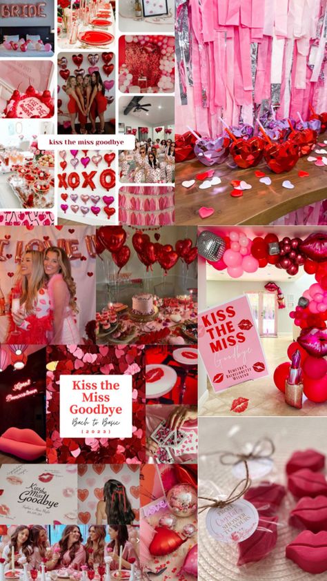 Bach Party Theme Ideas, Kiss The Miss Goodbye Bridal Shower, Kiss The Miss Goodbye Bachelorette Decor, Valentines Theme Bridal Shower Ideas, Valentines Bachelorette Party, Valentines Bachelorette, Valentines Weekend Getaway, Kiss The Miss Goodbye Bachelorette, Bachelorette Locations