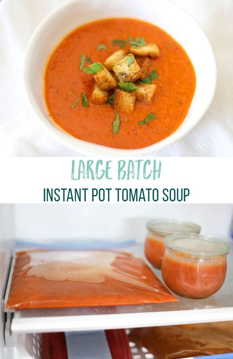 This freezer friendly Instant Pot Tomato Soup has it all. Since it makes a great freezer meal, I've written the recipe to be very large. It could be a great meal idea for groups of people or simply freeze the leftovers in small portions for lunches down the road. Instant Pot Tomato Soup, Thriving Home, Freezable Meals, Healthy Freezer Meals, Small Portions, Food Stamps, Prepped Lunches, It's Monday, The Leftovers