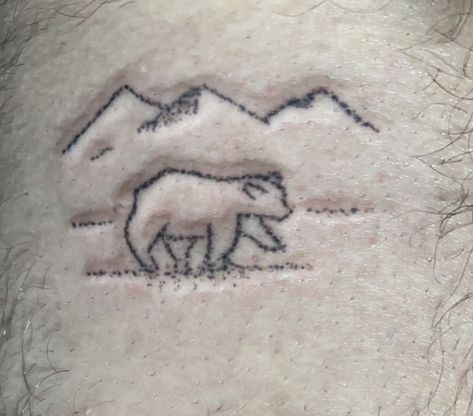 Stick And Poke Nature Tattoo, Stick And Poke Nature, Nature Stick N Poke, Mountain Stick And Poke, Tattoos For Hikers, Shark Stick And Poke, Outdoorsy Tattoos, Bigfoot Tattoo, Moose Tattoo